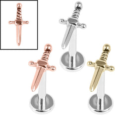 view all Titanium Internally Threaded Labrets 1.2mm - Steel Mini Dagger body jewellery