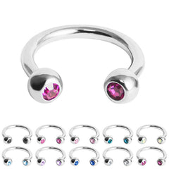 view all Titanium Jewelled Circular Barbell (CBB) (Horseshoe) 1.2mm body jewellery
