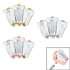 view all Steel Three Jewelled Art Deco Baguette Fan for Internal Thread shafts in 1.2mm body jewellery