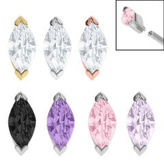 view all Steel Single Marquise Jewel for Internal Thread shafts in 1.2mm body jewellery