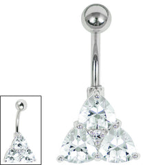 Belly Bar - Claw Set Jewelled Trinity