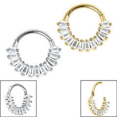 view all Steel Claw Set Multi-Baguette Hinged Clicker Ring body jewellery