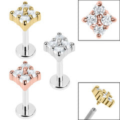 view all Titanium Internally Threaded Labrets 1.2mm - Steel Claw Set Jewelled Diamond Shape body jewellery