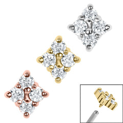 view all Steel Claw Set Jewelled Diamond Shape for Internal Thread shafts in 1.2mm body jewellery