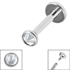view all Titanium Internally Threaded Labrets 1.2mm - Titanium Jewelled Disk body jewellery