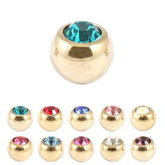view all Zircon Titanium Jewelled Balls 1.2mm (Gold colour) body jewellery