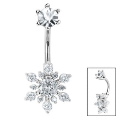 view all Belly Bar - Claw Set CZ Jewelled Sunburst body jewellery