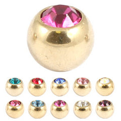 view all Zircon Titanium Jewelled Balls 1.6mm (Gold colour) body jewellery