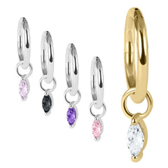 view all Steel Hinged Segment Ring with Steel Jewelled Marquise Charm body jewellery