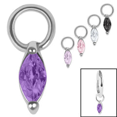 view all Steel Charm - Jewelled Marquise body jewellery