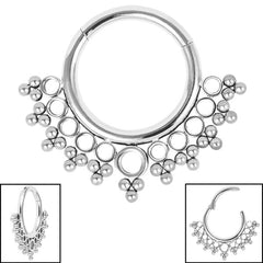 view all Steel Ornate Asia Ball Hinged Clicker Ring body jewellery