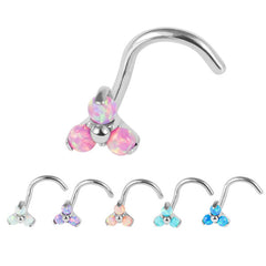 view all Titanium Claw Set Synth Opal Trinity Nose Stud body jewellery