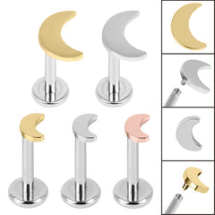 view all Titanium Internally Threaded Labrets 1.2mm - Titanium Crescent Moon body jewellery