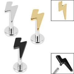 view all Titanium Internally Threaded Labrets 1.2mm - Titanium Lightning Bolt body jewellery