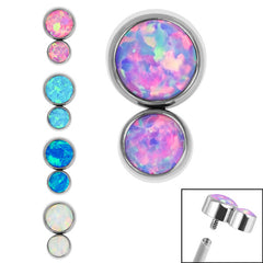 view all Titanium Bezel Set Duo Synth Opal Top for Internal Thread shafts in 1.2mm body jewellery