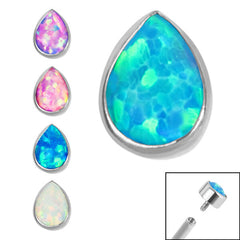view all Titanium Bezel Set Synth Opal Pear for Internal Thread shafts in 1.2mm body jewellery