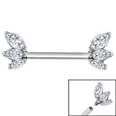 view all Steel Internal Triple Jewelled Marquise Fan Nipple Bar body jewellery