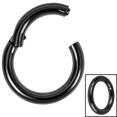 Black Steel Large Gauge Hinged Segment Ring (Clicker)