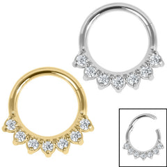 view all Steel Claw Set 7 Jewel Hinged Clicker Ring body jewellery
