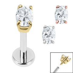 view all Titanium Internally Threaded Labrets 1.2mm - Steel Claw Set Jewelled Oval body jewellery