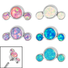 view all Titanium (Infinity) Bezel Set 3 Opal Crescent for Internal Thread shafts in 1.2mm body jewellery