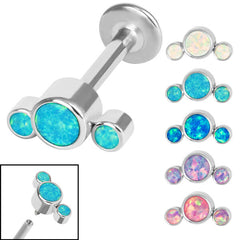view all Titanium Internally Threaded Labrets 1.2mm - Infinity Titanium 3 Bezel Set Opal Crescent body jewellery