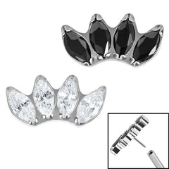 view all Titanium Threadless (Bend fit) Claw Set 4 CZ Jewel Marquise Fan body jewellery