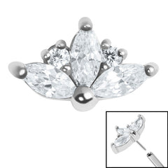 view all Steel Threadless (Bend fit) Claw Set 3 Jewelled Marquise Sunset body jewellery