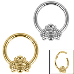 view all Titanium Honey Bee Hinged Clicker Ring body jewellery