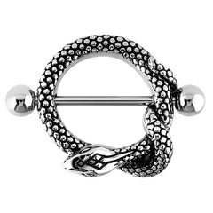view all Steel Snake Nipple Shield with Steel Bar body jewellery