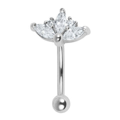 view all Steel Claw Set 3 Jewelled Marquise Sunset Micro Curved Bar 1.2mm body jewellery