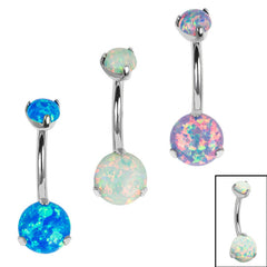 view all Belly Bar - Titanium Internal Thread Claw Set Opal body jewellery