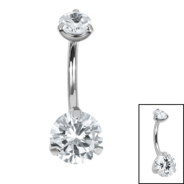 Belly Bar Titanium Internal Thread Claw Set Double Jewelled