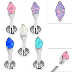view all Titanium Internally Threaded Labrets 1.2mm - Steel Single Marquise Opal body jewellery