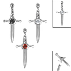 view all Steel Mini Jewelled Dagger for Internal Thread shafts in 1.2mm body jewellery