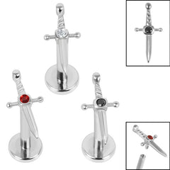 view all Titanium Internally Threaded Labrets 1.2mm - Steel Mini Jewelled Dagger body jewellery
