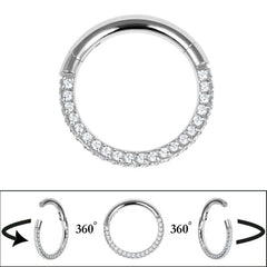 view all Titanium Pave Set 3 Sided Jewelled Hinged Clicker Ring body jewellery