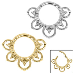 view all Steel Petal Mandala Hinged Clicker Ring body jewellery