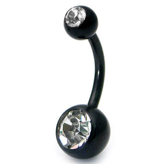 view all Black Steel Double Jewelled Belly Bars body jewellery