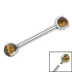 view all Titanium Internally Threaded Barbells 1.6mm - Titanium Claw Set Tigers Eye Balls body jewellery