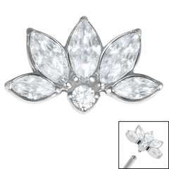 view all Titanium 6 Jewel Sunrise Marquise Fan Top for Internal Thread shafts in 1.2mm body jewellery