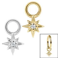 Steel Charm - 8 Point Jewelled Star