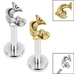 view all Titanium Internally Threaded Labrets 1.2mm - Steel Koi Fish body jewellery