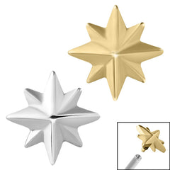 view all Steel Shiny 8 Point Star for Internal Thread shafts in 1.2mm body jewellery
