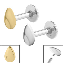 view all Titanium Internally Threaded Labrets 1.2mm - Steel Plain Teardrop body jewellery