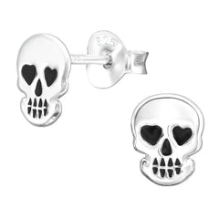 view all Sterling Silver Heart Eyes Skull Ear Stud Earrings ES47 body jewellery