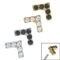view all Titanium Claw Set Jewelled Chevron for Internal Thread shafts in 1.2mm body jewellery