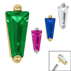 view all Steel Claw Set CZ Tapered Baguette for Internal Thread shafts in 1.2mm body jewellery