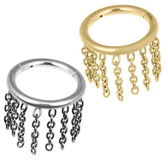 view all Titanium Fringe Chain Orbit Hinged Clicker Ring body jewellery