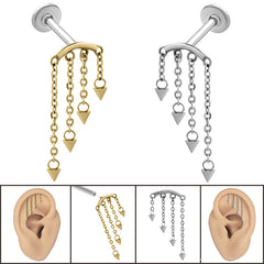 view all Titanium Internally Threaded Labrets 1.2mm - Steel 4 Cone Cascade Chain body jewellery